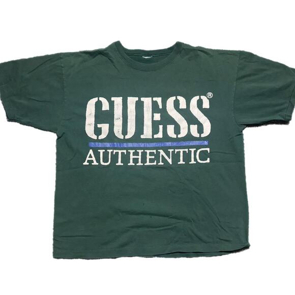 Green guess cotton streetwear tee with a few flaws (L) - Picture 2 of 6